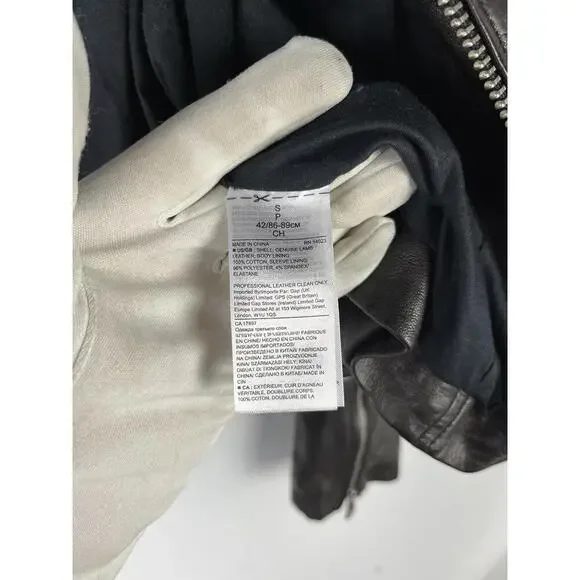 Banana Republic Cropped Leather Moto Jacket Black Size S - Picture 6 of 6